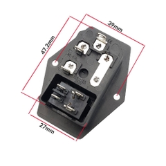 Ổ cắm nguồn AC-01A 250V-10A tích hợp công tắc có tặng kèm 1 cầu chì