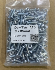 Ốc vít tán 3ly thân M3 dài 1cm/1.2cm/1.5cm/2cm/3cm/4cm/5cm