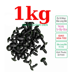 Ốc vít 3mm dài 11mm ĐEN ( túi 1Kg = 1000 gam)