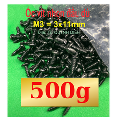 Ốc vít đầu dù nhọn răng xoắn 3mm dài 11mm ĐEN một túi 500gram khoản 950 con - linh kiện điện tử QUỲNH DIỄN