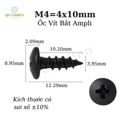 Ốc vít nhọn M4x10mm đầu tròn dài 10mm - 100 Con