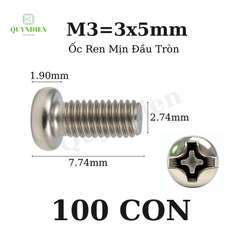 Ốc Ren Mịn Đầu Tròn OT M3=3x5mm