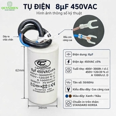 Tụ Đề Máy Bơm Nước 8uF 450VAC Tinh Chi
