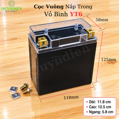 Vỏ Bình Xe Máy YT6 Cọc Vuông Nắp Trong