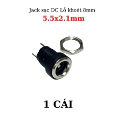 Jack, Giắc sạc DC 5.5x2.1mm có tán lỗ khoét 8mm