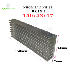 Nhôm tản nhiệt 8 cánh 150x43x17mm