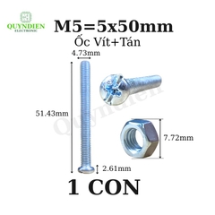 Ốc vít kèm tán M5x50mm túi 100 con