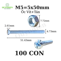 Ốc vít kèm tán M5x50mm túi 100 con