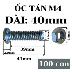 Ốc vít M4 dài 40 mm có kèm tán túi 100 con