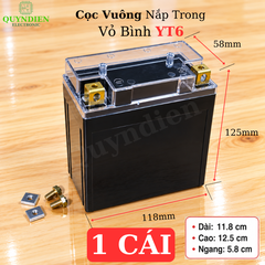 Vỏ Bình Xe Máy YT6 Cọc Vuông Nắp Trong