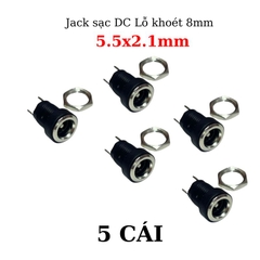 Jack, Giắc sạc DC 5.5x2.1mm có tán lỗ khoét 8mm