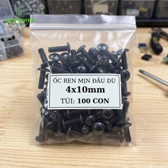 Ốc Vít Đầu Dù Ren Mịn M4x10mm Màu Đen - Túi 500 Con