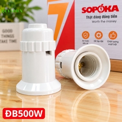 Đuôi đèn lõi sứ chịu nhiệt chịu bão 500W ren xoáy E27 SOPOKA ĐB500W