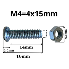 Ốc vít M4 dài 15 mm có kèm tán túi 100 con