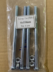 Bulong + tán 6ly (M6) Bù lon, Bulon bắt tanpo biến áp Combo 4 con (phi 6mm dài 10cm, 11cm, 12cm)