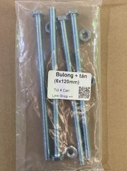 Bulong + tán 6ly (M6) Bù lon, Bulon bắt tanpo biến áp Combo 4 con (phi 6mm dài 10cm, 11cm, 12cm)