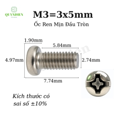 Ốc Ren Mịn Đầu Tròn OT M3=3x5mm