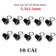 Jack, Giắc sạc DC 5.5x2.1mm có tán lỗ khoét 8mm