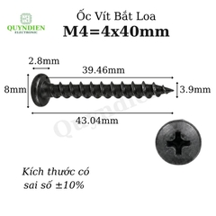Ốc Vít M4x40mm Taiwan Ren Thưa Nhọn