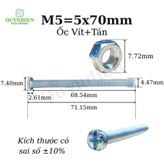 Ốc Vít M5x70mm Có Kèm Tán - Túi 100 Con