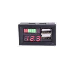 Thiết bị đo dung lượng Pin Đồng hồ điện tử LED 12.6V hiển thị kĩ thuật số có 2 cổng USB