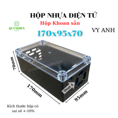Hộp nhựa Phay sẵn VY ANH 170x95x70mm Đen nắp Trong