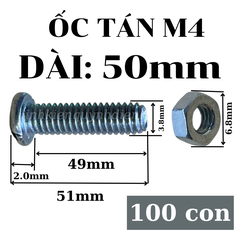 Ốc vít M4 dài 50 mm có kèm tán túi 100 con