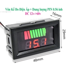Thiết Bị Đo Dung Lượng Pin 12V 24V 36V 48V 60V Màn Hình LED Hiển Thị Điện Áp vôn kế báo pin cho ác quy