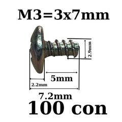 Ốc vít M3 dài 7mm ren xoắn đầu dù Vàng Túi 100 con=55g