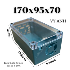 Hộp nhựa Phay sẵn VY ANH 170x95x70mm Xanh nắp Trong