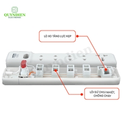 Ổ Cắm Lõi Sứ Chống Cháy 2200W 4M2-5 Vỏ Nhựa ABS Chống Vỡ