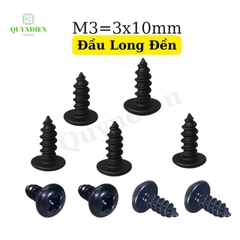 Ốc vít nhọn M3x10mm đầu long đền dài 10mm - Túi 100 Con