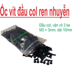 Ốc vít Đầu Col - Đầu Phiễu Ren nhuyễn 3x10mm ( túi 240 gam-480con)