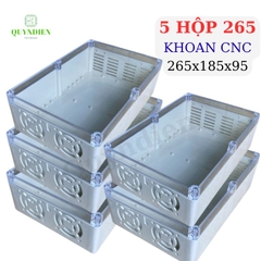 Hộp nhựa KHOAN sẵn 265x185x95mm Trắng Nắp Trong