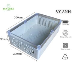 Hộp nhựa khoan sẵn VY ANH 300x200x95mm Trắng Nắp Trong