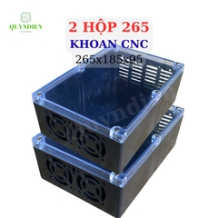 Hộp nhựa KHOAN sẵn 265x185x95mm Đen Nắp Trong