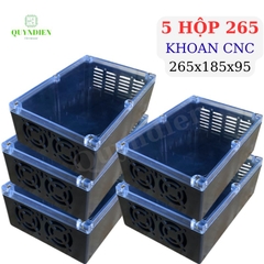 Hộp nhựa KHOAN sẵn 265x185x95mm Đen Nắp Trong