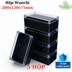 Hộp Nhựa chống nước ABS 200x120x75mm Wanchi, màu đen nắp trong