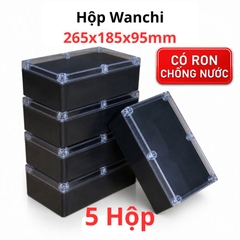 Hộp Nhựa ABS chống nước 265x185x95mm Wanchi, màu đen nắp trong