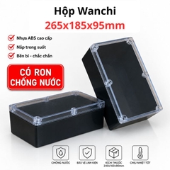 Hộp Nhựa ABS chống nước 265x185x95mm Wanchi, màu đen nắp trong
