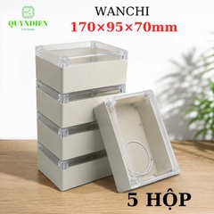 Hộp Nhựa ABS chống nước 170x95x70mm Wanchi, màu trắng nắp trong