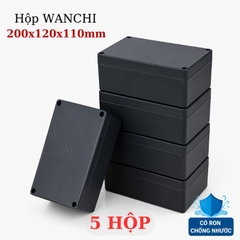 Hộp Nhựa ABS chống nước 200x120x110mm Wanchi, màu đen nắp đục