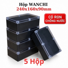 Hộp Nhựa ABS chống nước 240x160x90mm Wanchi, màu đen nắp trong suốt