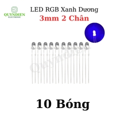 Đèn LED RGB Xanh Dương 3mm 2 Chân Mini Siêu Sáng - 10 Bóng