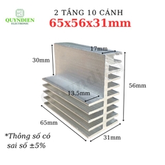 Nhôm tản nhiệt 2 tầng 10 cánh 65x56x31mm