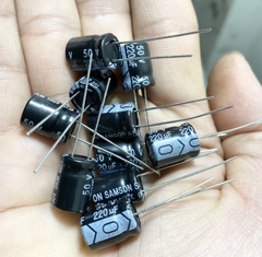 Tụ hóa 220uf 50v màu ngẫu nhiên (túi 10 con) 10x13mm