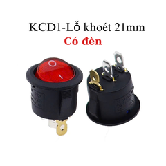 Công Tắc Tròn Có Đèn KCD1  6A-250V lỗ khoét 21mm - Linh kiện điện tử Quỳnh Diễn