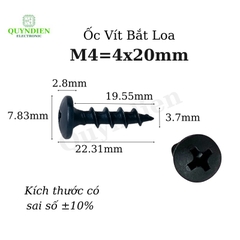 Ốc Vít M4x20mm Taiwan Ren Thưa Nhọn - Túi 1kg