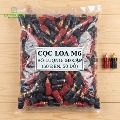Cặp Jack loa JS333 M6 Cọc Đồng NẮP NHỰA Đỏ Đen trục 6mm
