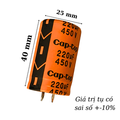 Tụ Lọc Nguồn 220uF 450V DC tụ hóa Cap-Top mới